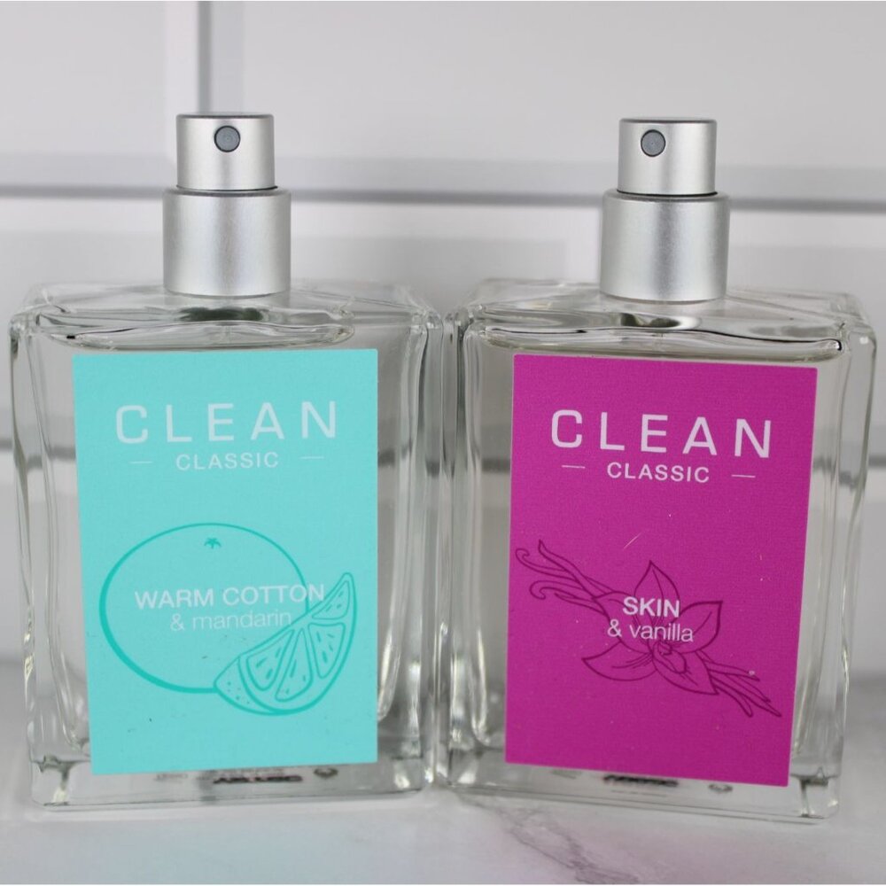 Clean Classic EDP Set - Warm Cotton & Mandarin / Skin & Vanilla 60ml Each NEW